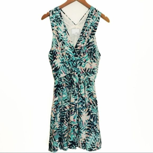 GREYLIN Leaf Lagoon Print Silk Fit and Flare Dress Size Medium - Picture 3 of 6